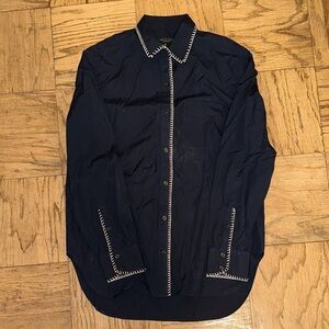 rag & bone Navy Blue Blouse with White Stitching